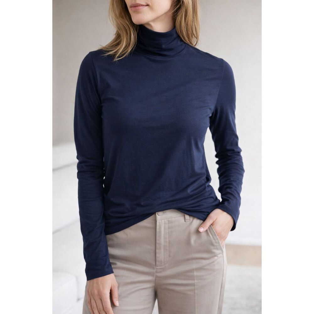 Eileen Fisher Black Long Sleeve Turtleneck Top Women’s Size M NWOT